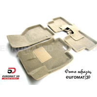 Текстильные 3D коврики Euromat3D Business в салон для Cadillac SRX (2010-2015) № EMC3D-001304T Бежевые