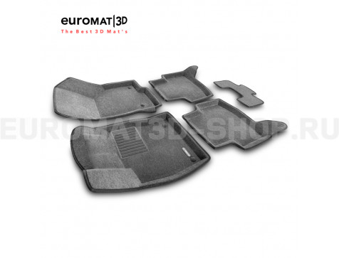Текстильные 3D коврики Euromat3D Business в салон для Skoda Octavia A7 (2013-2020) № EMC3D-004507G Серые