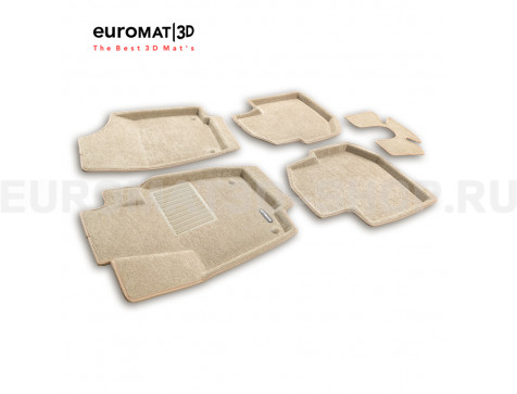 Текстильные 3D коврики Euromat3D Business в салон для Skoda Rapid (2014-2019) № EMC3D-004508T Бежевые